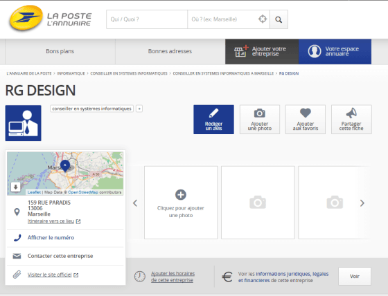 rg design sur l'annuaire la poste