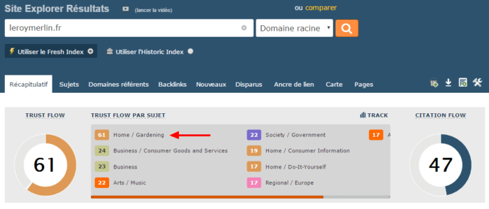 analyse trust flow et citation flow avec majestic