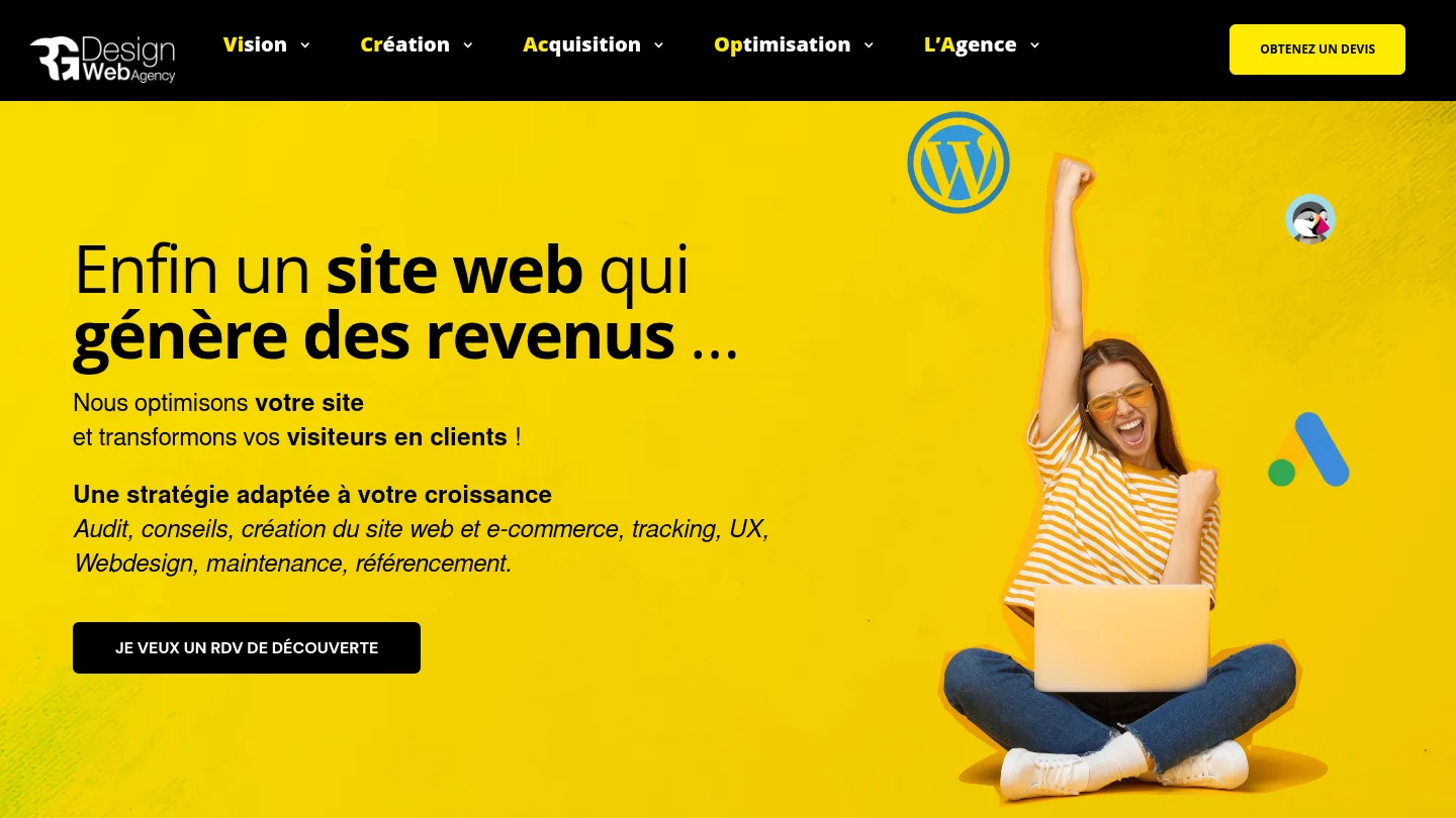 Capture de la page d’accueil de RG Design