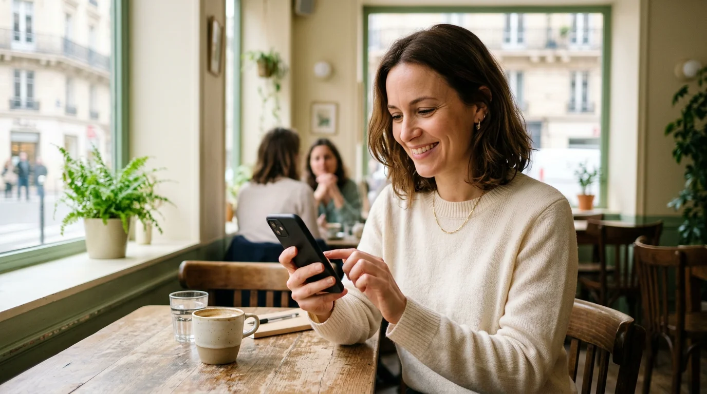 Cliente recherchant un institut Renata França sur son smartphone