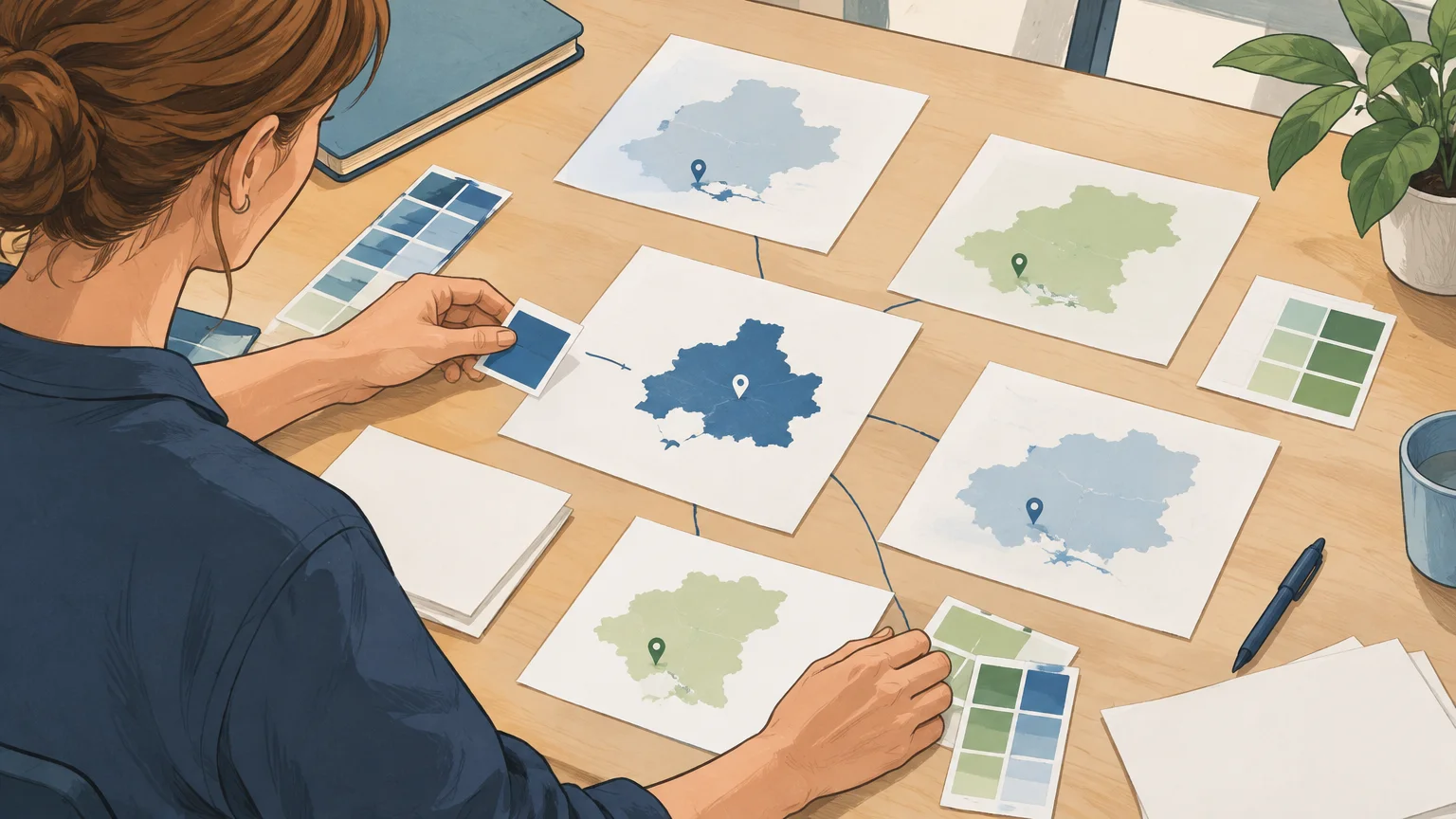Cartes de travail organisées autour d’un socle commun pour plusieurs sites